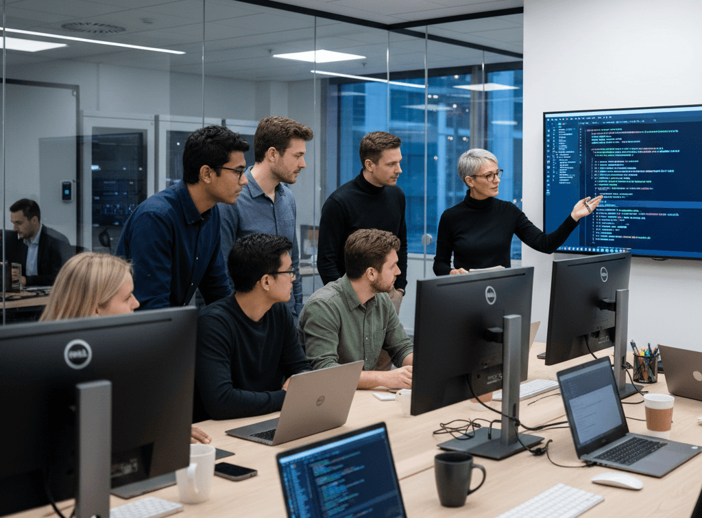 Team discussing a website project