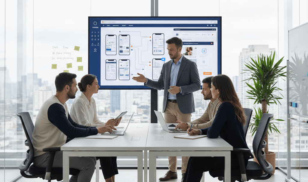 Team discussing a website project